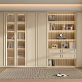 Elegant Modern Bookcase With Glass Doors Open Shelves and LED Lighting