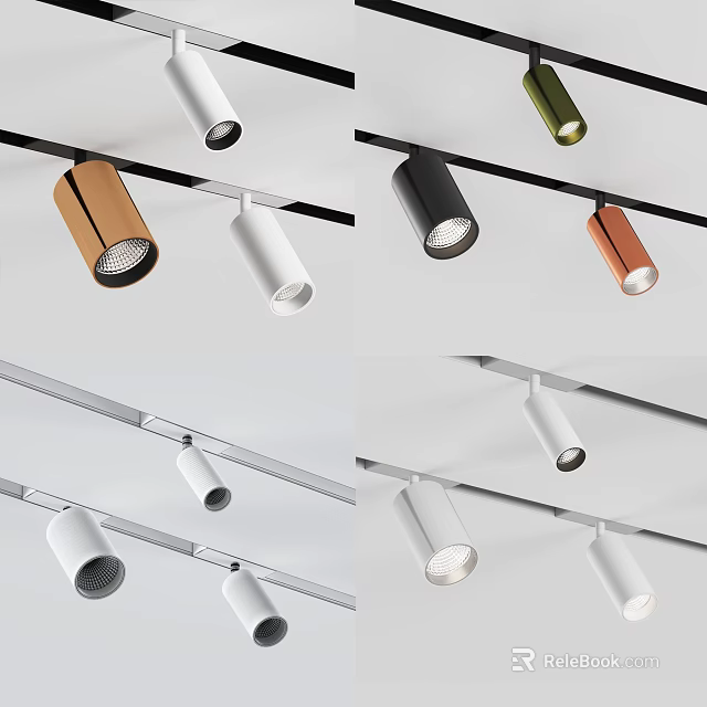 Modern Track Downlights And Spotlights With Multiple Color Options For Lighting Design 3d model