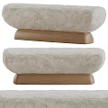Soft Plush Light Beige Sofa Stool With Solid Wood Base And Comfortable Cushion Top Design