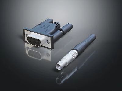 Professional Cable Connectors With DVI Interface And Coaxial Plug Design For Electronic Devices 3d model