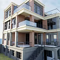 Modern Multi storey Detached Villa With Large Glass Windows And Sea View