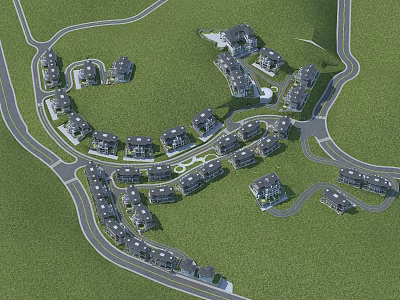 New Chinese Style Double-family Villa Villa Area Single-family Villa Townhouse 3d model