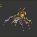 Detailed Brown Spider With Yellow Eyes And Spiky Legs On Gray Background
