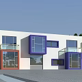 Modern School Building With Colorful Cubic Structures White Walls And Large Windows 3d model