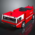 Red and White Fire Truck with Black Firefighting Equipment on Top and Shiny Surfaces