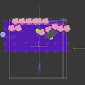 Courtyard Garden Design With Yellow Dotted Pattern Wall Pine Tree Stones Grass And Gravel