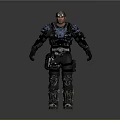 Armored Warrior In Blue And Black Gear With Mystical Beast Companion Scene