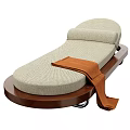 Modern Lounge Chair with Beige Cushion Wooden Frame Orange Towel Metal Legs and Comfortable Design