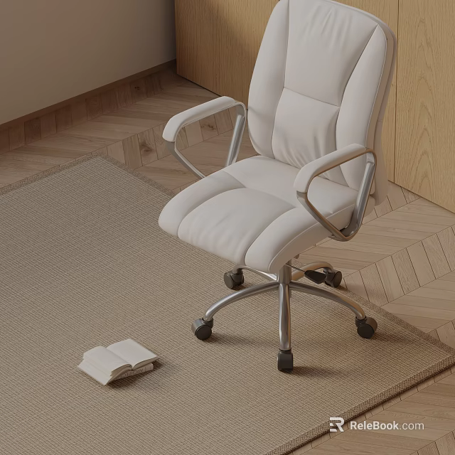 Comfortable White Massage Chair With Metal Frame And Rolling Casters On Carpet 3d model 