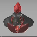 Fierce Mythical Creature With Gray Red Body Red Flaming Crest Yellow Eyes And Sharp Teeth