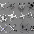 Smart Machines Various Drone Models with Different Designs and Remote Controls
