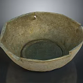 Ancient Clay Bowl With Worn Surface Chips And Earthy Yellow Rough Texture 3d model