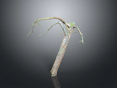 Abstract Bronze Sculpture With Twisted Branches And Textured Surface On Dark Background 3d model