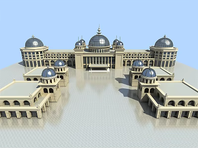 Grand Classical European Style Architecture With Multiple Domes Symmetrical Structure And Columns 3d model