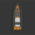 Orange And Gray Inflatable Boat With Open Cockpit Console Seats And Structure 3d model