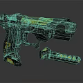 CAL.45 Tactical Pistol With Black And Yellow Finish And Detachable Magazine