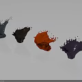 Colorful Liquid Splash Artistic Sculptures in Blue Brown Red Purple on Gray Background