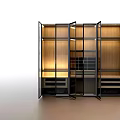 Modern Wardrobe Design With Glass Doors Metal Frame Wooden Interior Shelves And Hanging Rods