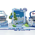Junlebao Exhibition Booth Featuring Blue Truck and Fresh Dairy Products Promoting Healthy Lifestyle