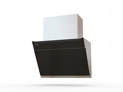 Modern Stainless Steel Kitchen Range Hood With Black Glass Panel Design 3d model