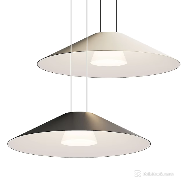Modern Minimalist Pendant Lights With Two Tone Metal Shades Hanging Design 3d model 
