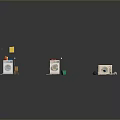 Modern Computer Parts Display With White Cases And Colorful Small Accessories