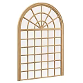Arched Lattice Windows In Black Natural Light Wood Finishes With Grid Design For Home Decor