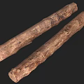 Two Natural Stone Wood Logs With Rough Surface And Organic Texture Details