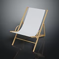 Modern Wooden Frame Lounge Chair With White Canvas Seat And Minimalist Design