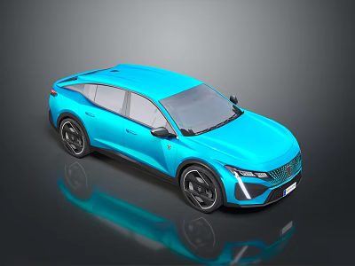 Modern Blue Sleek SUV Featuring Shiny Exterior Black Wheels And Glossy Reflection 3d model