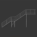 Industrial Metal Staircase With Yellow Steps And Metal Handrails Frame Design