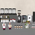Bubble Tea Shop With Coffee Machines Toppings And Decorative Chef Figurines