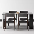 Modern Dining Table Set With Glass Top And Six Leather Chairs 3d model