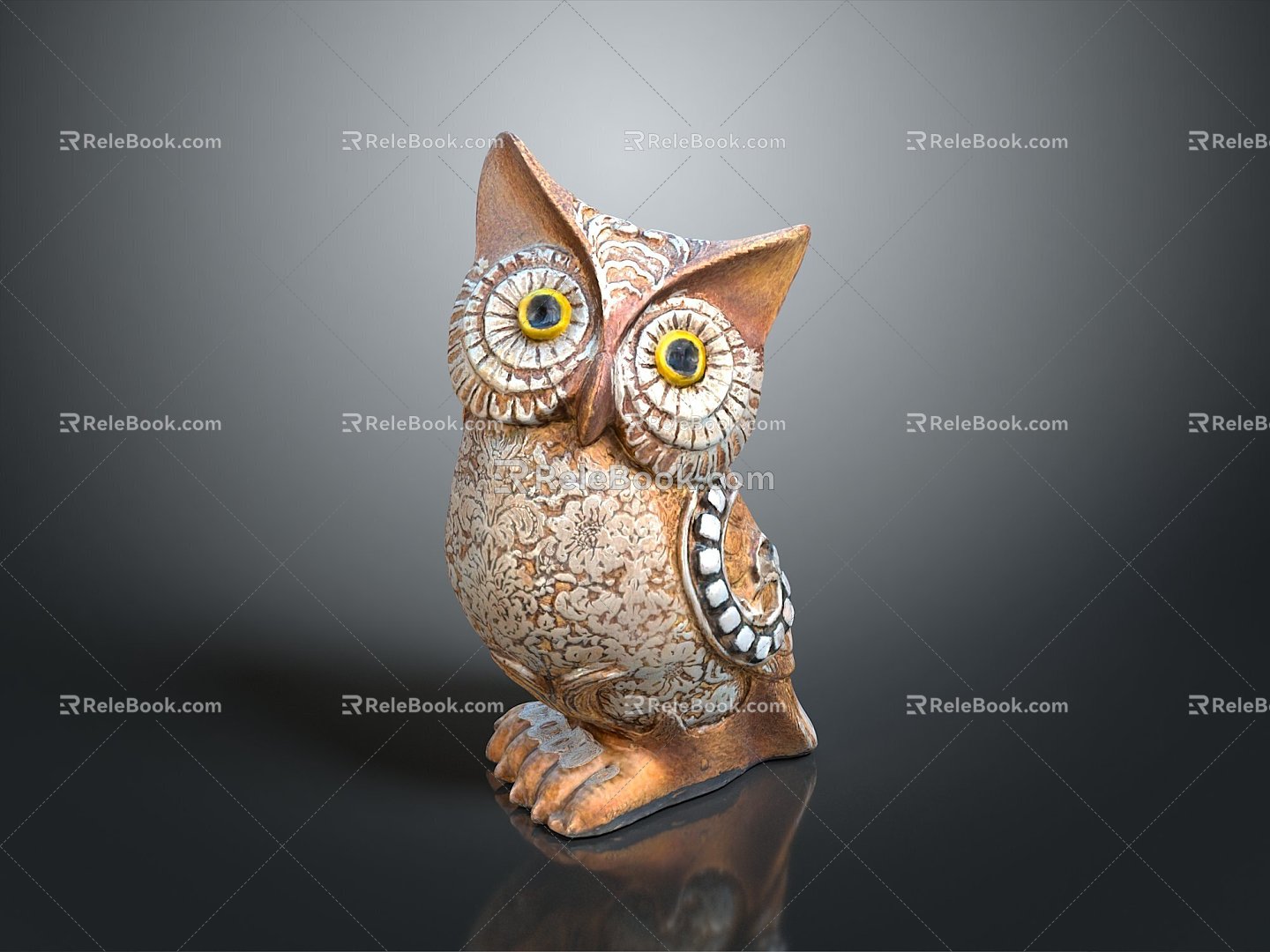 Owl grimace owl long-eared owl wulin owl monkey face owl carved owl 3d model