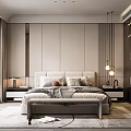 Modern Bedroom Interior With Upholstered Headboard Bed Nightstands Pendant Lights And Floor to Ceiling Windows