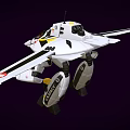 White Mechanical Robot In Fighter Jet Design With Weapon And Arm Features 3d model