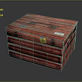 Red Wooden Storage Box With Metal Latches Yellow Label And Smooth Surface