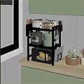 Kitchen Countertop Storage Rack with Microwave Oven Cookware and Utensils Organizer