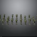 White Decorative Tower Models Arranged On Gray Background For