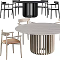 Stylish Modern Round Dining Table With Wooden Chairs And Minimalist Base Design