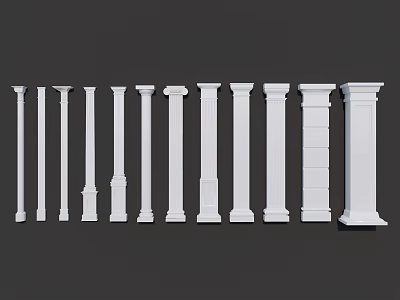 Roman Columns With Various Classical Architectural Designs And Decorative Styles 3d model