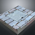 Gray Stone Paved Outdoor Ground Structure With Central Metal Grid Drainage 3d model