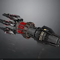 Futuristic Spacecraft Propulsion Engine 3D Model With Red Black Components