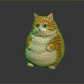 Cute Chubby Orange Tabby Cat Standing On Dark Background With Reflection 3d model