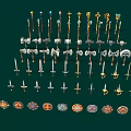 Collection of Medieval Weapons Featuring Spears Hammers Axes Swords and Shields