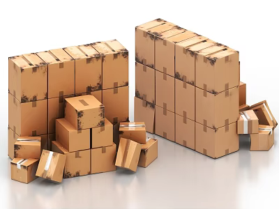 Stacked Cardboard Boxes With Packing Tapes For Shipping And Storage Use 3d model