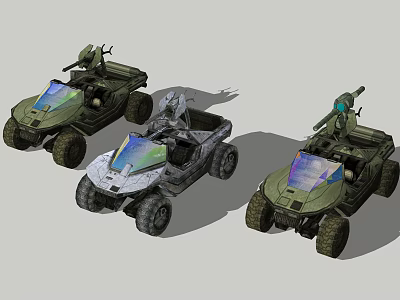 3D Model Futuristic All Terrain Military Vehicles With Equipment Design 3d model
