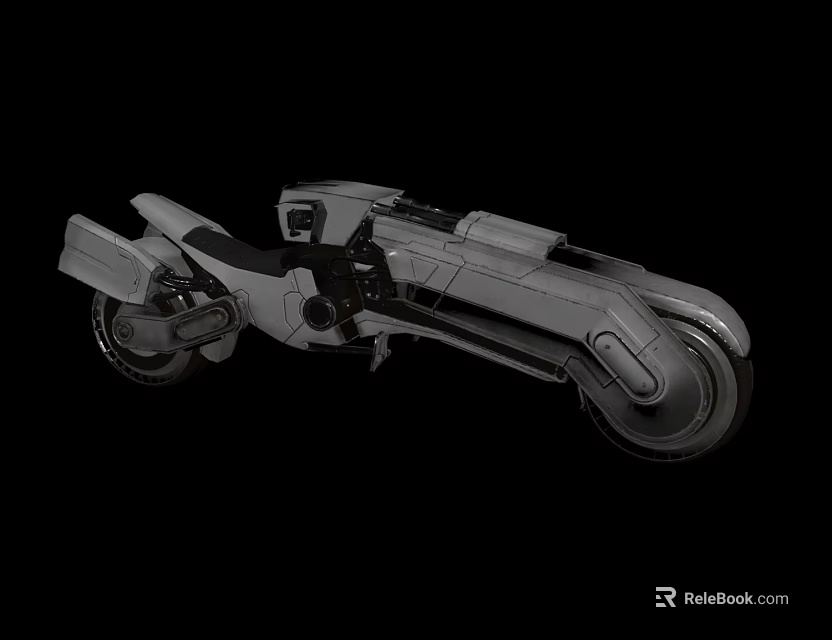 Futuristic Sci Fi Motorcycle Concept With Sleek Silver Gray Mechanical Design 3d model