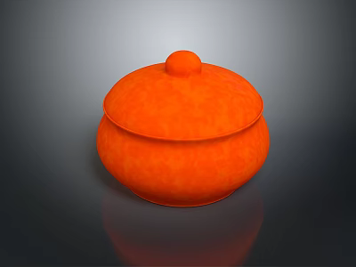 Orange Round Storage Container With Lid And Smooth Surface For Home Use 3d model