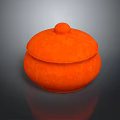 Orange Round Storage Container With Lid And Smooth Surface For Home Use 3d model